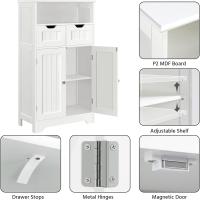 Dos Cajones Armario de Baño de Madera Mueble Auxiliar de Cocina con Estante Ajustable para Salón - details 1
