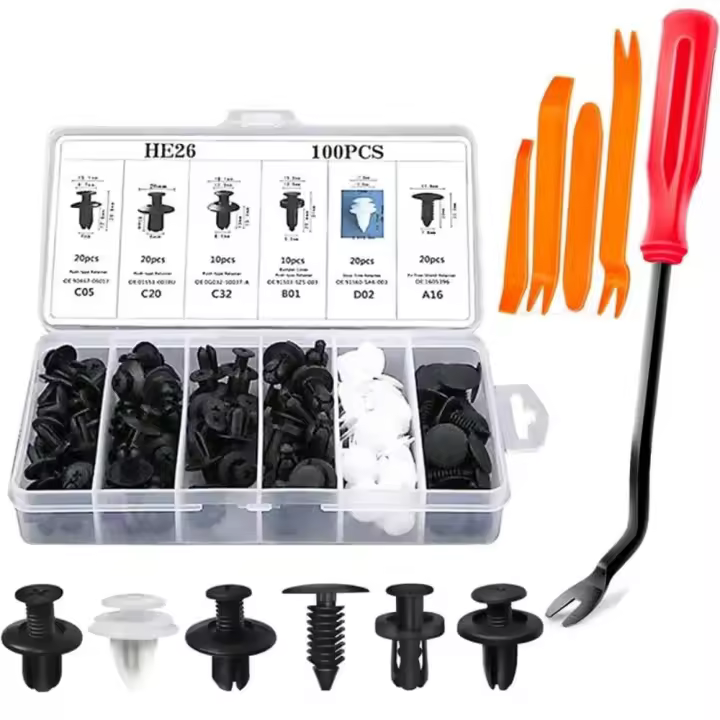 Kit de Clips de Parachoques Universales 100PCS Clips de Sujeción de Plástico para Coche - 1