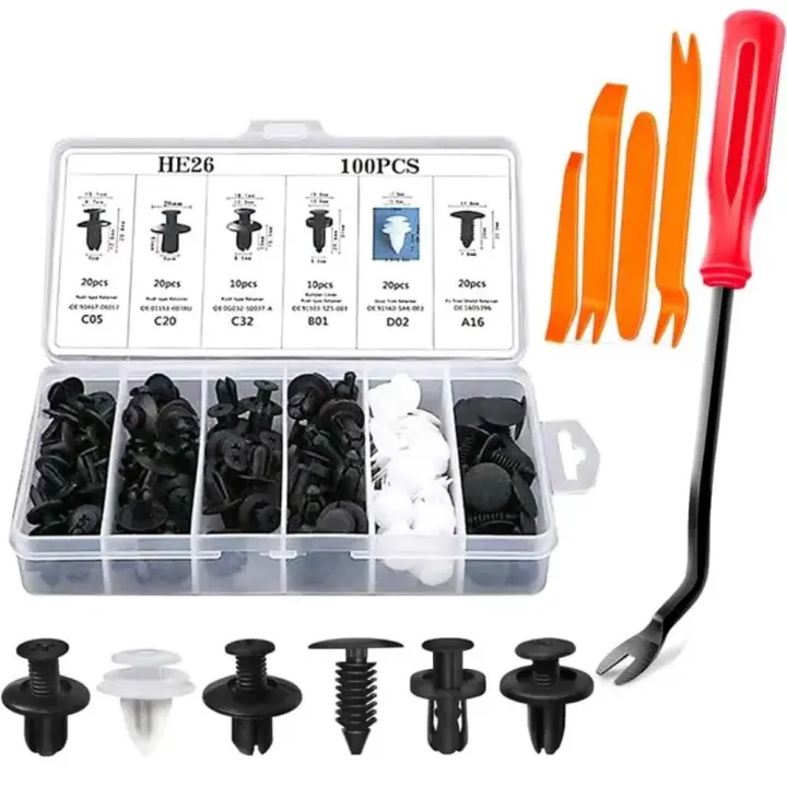 Kit de Clips de Parachoques Universales 100PCS Clips de Sujeción de Plástico para Coche - 1