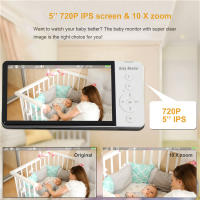 Cámara de Seguridad Vigilabebés HD Pantalla IPS de 5 Pulgadas Giratorio Mult ángulo Zoom 10X - details 1