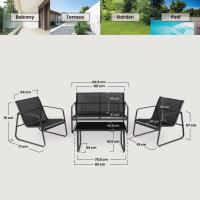 4 Plazas Capri Night, Mesa de Centro Exterior + Sofá 2 Plazas + 2 Sillones, Color Negro, Resistente a Rayos UV - details 8