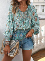 Blusa camisa floral rosa para mujer, top suelto de manga larga, ropa de calle, traje de oficina, ropa de mujer para otoño y primavera - details 11