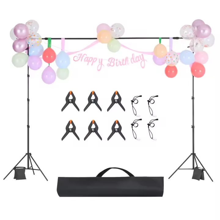 SucceBuy Soporte de fondo ajustable de 8,5 x 10 pies, portátil con 2 trípodes, soporte de pantalla de proyector resistente, boda - 1