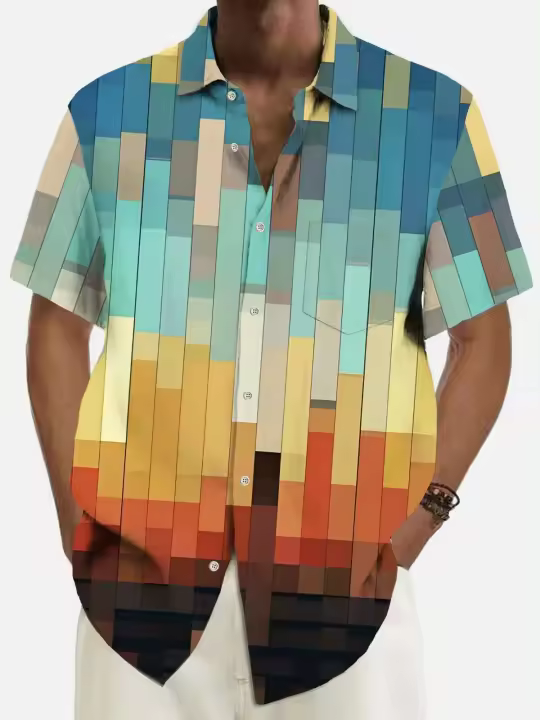 Camisas Hawianas para Hombres en Verano Manga Corta, Estampado 3D, Moda Playera, Uso Diario - 1