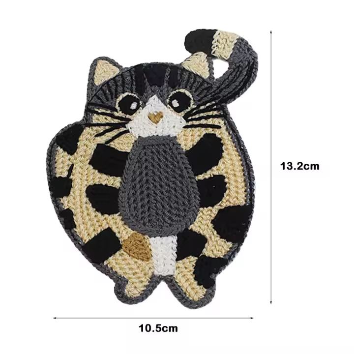 Posavasos de punto nuevos hechos a mano, almohadilla antideslizante para taza, estera aislante térmica con forma de gato, decoración del hogar - 1