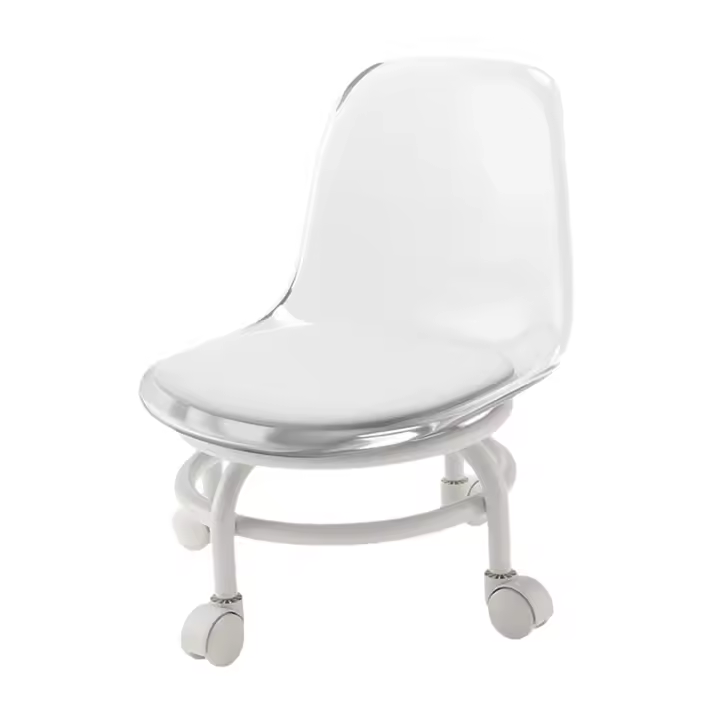 Taburete rodante bajo y respaldo, taburete giratorio para limpieza de salón, flexiones - 1