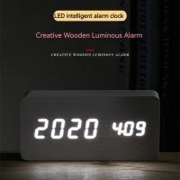Reloj despertador Digital LED de madera con Control de voz y temperatura, despertador electrónico de escritorio - details 0