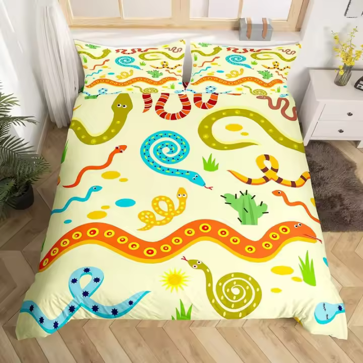Juego de Ropa de Cama de Serpiente 3D Cubierta de Edredón de Poliéster - 1