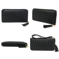 Cartera larga clásica de PU diseñada para mujer, bolso tejido con rayas onduladas, mochila de lujo de alta gama - details 1