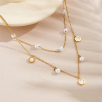 Collar de perlas de oro para mujer, collares de perlas chapados en oro de 18 quilates para mujer, perla en capas-1 - details 1