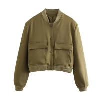 BUNO-Chaqueta Bomber de manga larga de Color liso para mujer, abrigo Vintage con cremallera a la moda, Tops, chaquetas básicas holgadas elegantes para mujer - details 19