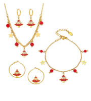 Arbol de Navidad con Collar de circón, pulsera, pulsera, mujer, inoxidable Maple, Cuban Cadena, joyería de Fiesta Diaria - details 0