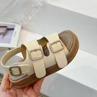 Zapatos casuales con hebilla para niños, zapatos de playa con punta abierta, sandalias clásicas retro de color sólido para niños y niñas, novedad de verano, 2024 - details 17