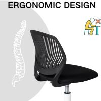 Silla de escritorio ajustable giratoria, silla de oficina con asiento de tela, silla de trabajo ergonómica sin reposabrazos, negra - details 4