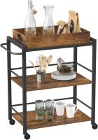 Carrito de Cocina, Carrito Auxiliar con Ruedas, con Bandeja Extraíble, Ruedas Universales, Marco de Acero, Estantería de Cocina, 40 x 72 x 86 cm, Marrón Rústico y Negro Tinta LRC72X - details 5
