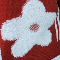 Flor flocada Nuevo cárdigan de punto rojo diseño de mujer nuevo suéter elegante de gama alta con cuello en V abrigo suéter - details 11