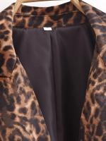 Blazer corto con estampado de leopardo para mujer, chaqueta de traje alta con cuello de solapa de manga larga, trajes de otoño e invierno para mujer - details 4