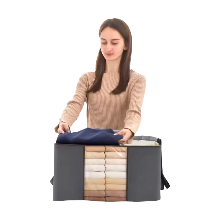 Organizador de Armario Plegable de 90L Cajas de Almacenamiento de Ropa de Plástico - 1