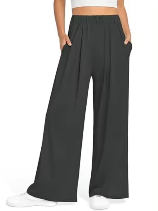 Pantalones anchos resistentes de cintura alta para mujer de moda - 1
