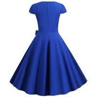 Vestido de fiesta de verano para mujer con cuello cuadrado sólido y cinturón - details 40