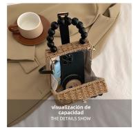 Bolso tejido de mano, bolso de paja para mujer, nuevo estilo literario forestal, bolso cruzado fresco de verano para playa, bolso tipo caja - details 3