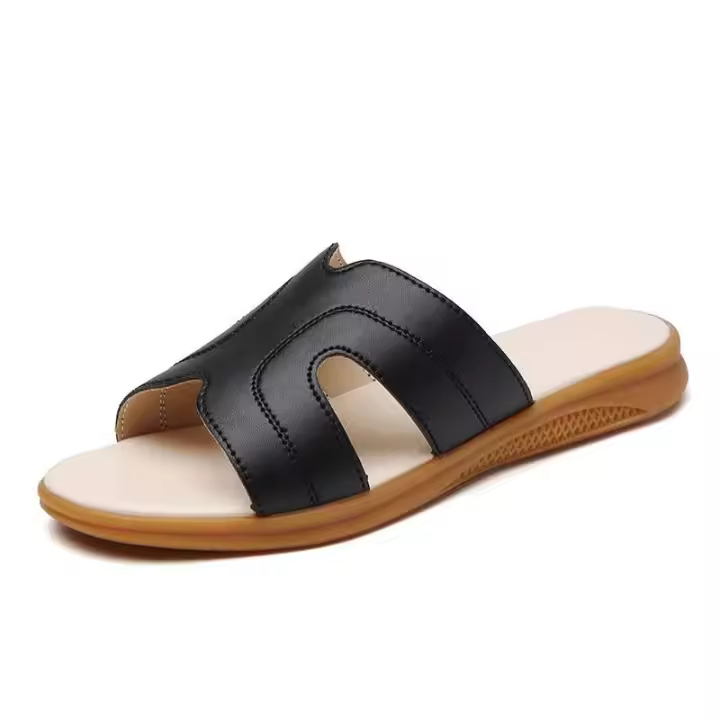 Nuevas zapatillas de cuero de diseñador blanco de alta calidad, zapatillas de mujer antideslizantes, modernas, lujosas y de bajo precio - 1