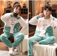 Pijama de franela para hombre, ropa de dormir cálida, pantalones largos de manga larga con dibujos animados, dos conjuntos de ropa para el hogar, talla grande, gruesa, Invierno - details 4