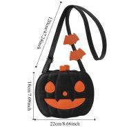 Bolso de calabaza de Halloween de cuero PU de dibujos animados, bolso de hombro divertido de calabaza de murciélago, bolso cruzado cuadrado de gran capacidad para fiesta - details 0