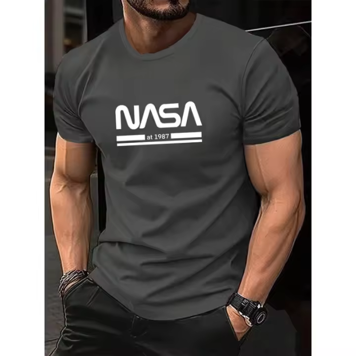 Camiseta de Manga Corta para Hombre 100% Algodón, Informal, a la Moda, Holgada, de Talla Grande, con Estampado de Letras, Deportiva - 1