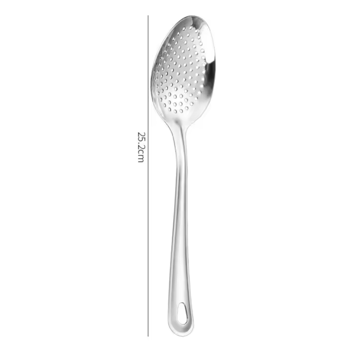 Colador de acero inoxidable pulido, cuchara para sopa, cabezal puntiagudo, filtro de aceite multifuncional, colador, cuchara de sopa para el hogar - 1
