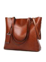 Bolso de cuero encerado para mujer, bolsa de hombro con doble correa, sencillo, para compras, 2022 - details 6