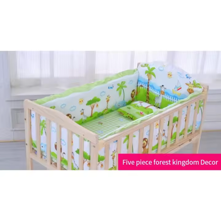 Parachoques de Algodón Puro para Cuna de Bebé, juego de almohada de 120x60cm, Kit de ropa de Cama Infantil, 5 UDS. - 1