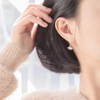 Pendientes de plata 925 - 1 par de ganchos para las orejas con hojas de Ginkgo - Lindo diseño floral creativo para uso diario en verano - details 2