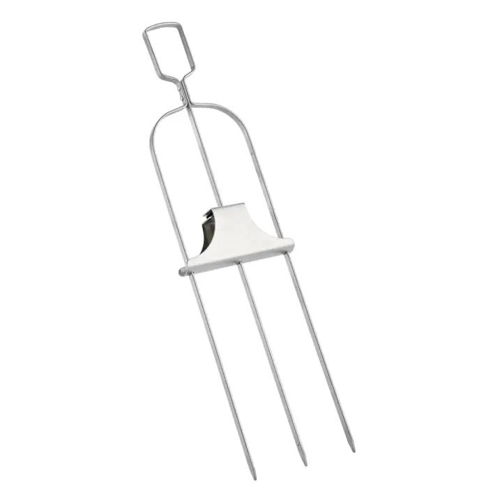 Brochetas de 3 vías, brochetas de metal para asar, brocheta de barbacoa de 3 puntas, brocheta de parrilla de metal con control deslizante de barra de empuje - 1