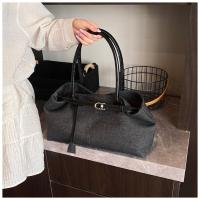 Bolso de hombro vaquero con cierre de cerrojo Simple, bolso elegante Vintage de gran capacidad para axila, bolso de mano informal de PU elegante para mujer - details 18