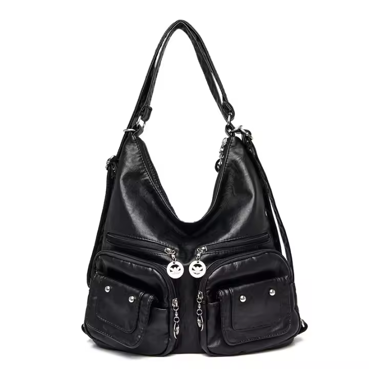 Bolso de mano informal de cuero Lavado para Mujer, Bolso de hombre Grande, Bolso Cruzado de cuero Vintage para Mujer - 1
