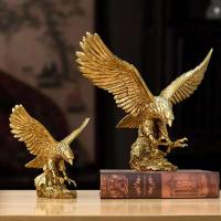 Estatua dorada de resina, artesanía artística, colección de modelos de águila 3D, figuritas Feng Shui de escritorio para el hogar y la Oficina, adorno de decoración - details 1