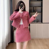 Otoño/Invierno nuevo conjunto elegante de dos piezas: chaqueta y falda de lana elegantes y gruesas, traje de dama sofisticado gran oferta - details 0