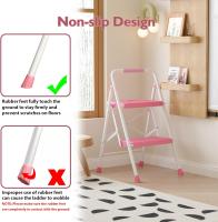 Escaleras Plegables de 3 Escalones, Capacidad de 272KG con Pedales Antideslizantes Anchos, Taburete Escaleras de Mano de Acero, Manubrio de Esponja, Uso en Interiores y Exteriores, Negro - details 40