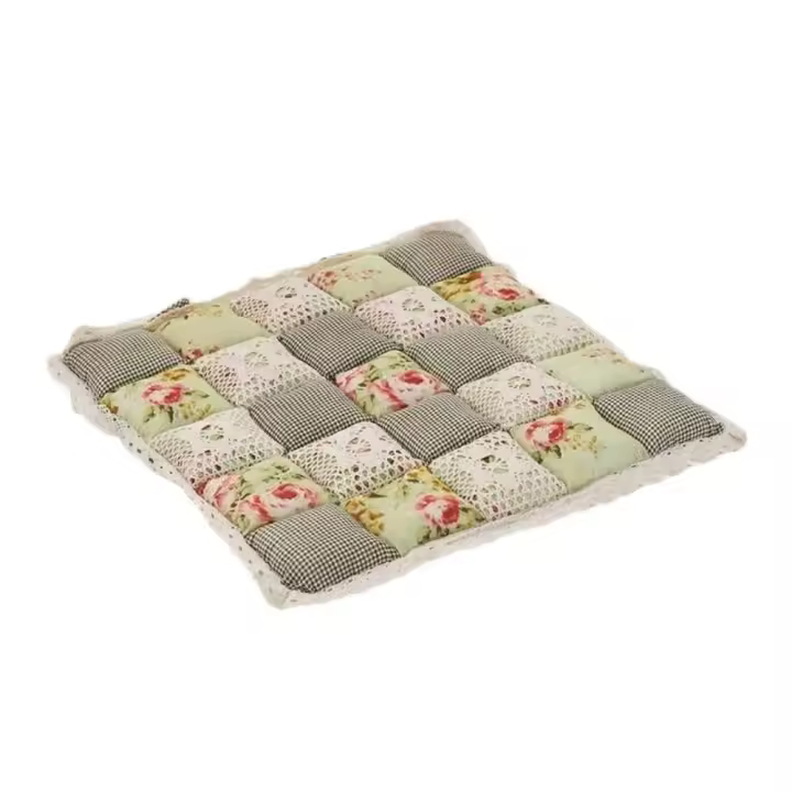 Cojín para silla cómodo estilo flor cuadrada, cojín para silla de algodón rosa relajante, cojín de asiento más grueso para el hogar - 1