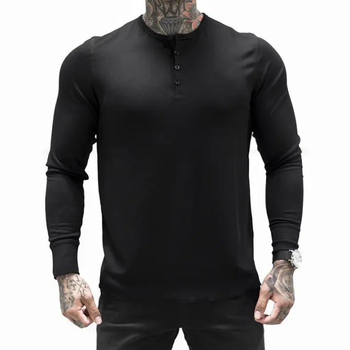 Camiseta elástica de manga larga para hombre, camiseta deportiva de primavera y otoño - 1