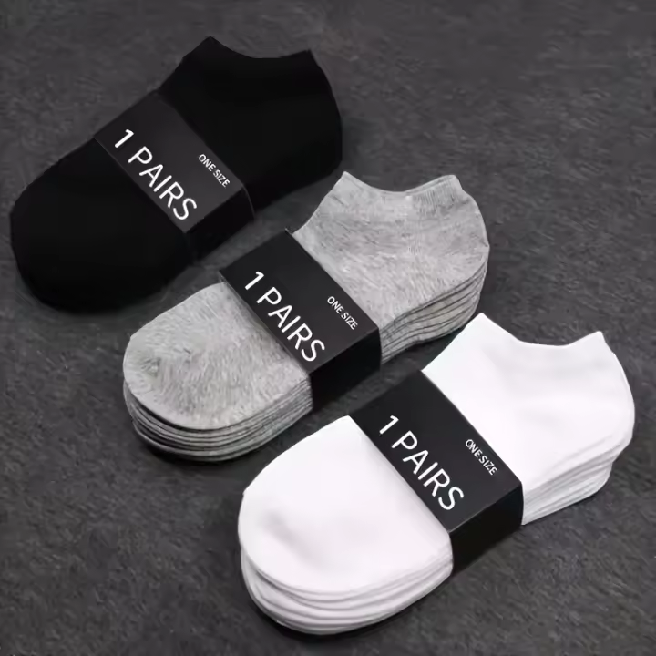 10 pares/3 pares/4 pares de calcetines cortos de color sólido - Suaves y cómodos, ligeros, adecuados para el uso diario y el deporte, lavables en máquina. - 1