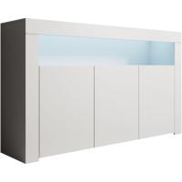 Aparador Aker con Luz LED y 3 Puertas Blanco Mate, 155x91,5x37 cm Ideal para Sala de Estar, Comedor, Mueble TV de Melamina - details 0