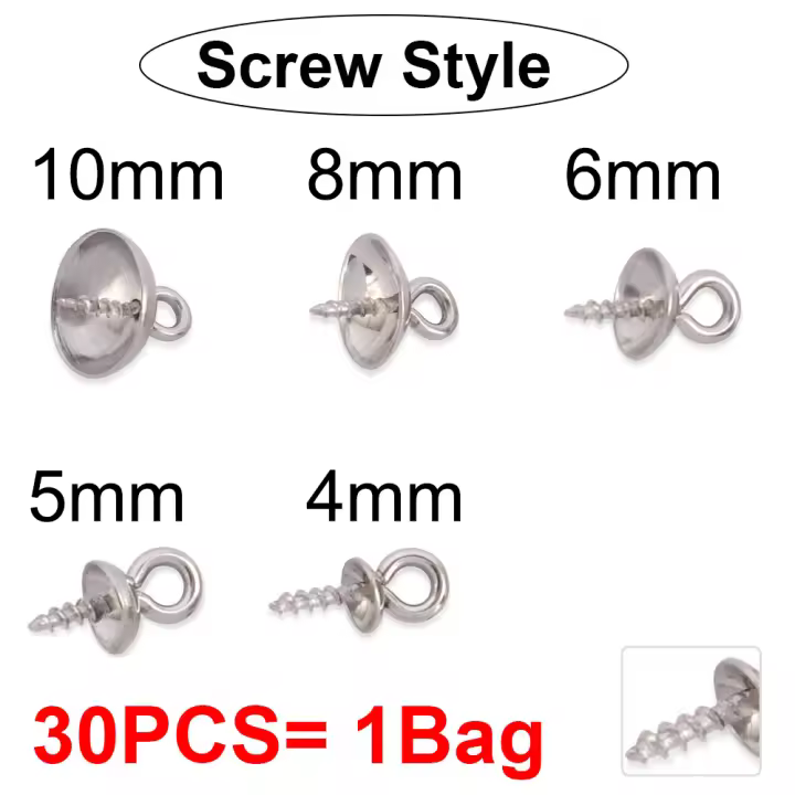 30pcs oro Color acero inoxidable tornillo los pernos del ojo de fianza superior taladperlas finales tapas colgantes Charms conectores para la fabricación de joyería de bricolaje Eyepins ganchos ojillo - 1