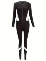 Traje de Baño de Manga Larga para Mujer, con Cremallera, Alta Elasticidad, Protección Solar para Playa y Piscina, Traje de Baño - details 9