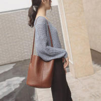 Bolso de hombro Vintage de gran capacidad para mujer, bolso cruzado informal de cuero PU, Color sólido, bolso de compras con asas - details 20
