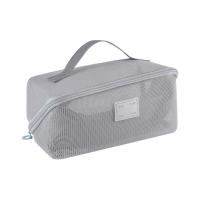Bolsa de maquillaje de mano de malla portátil informal, bolsa de aseo de almacenamiento con cremallera ligera, estuches de cosméticos cuadrados de gran capacidad para exteriores - details 6