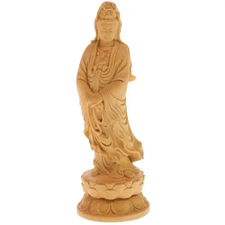 Estatua de madera, escultura de Buda, decoración del hogar, escritorio, adorno de oficina, estatuas artesanales, accesorios de jardín religiosos - 1