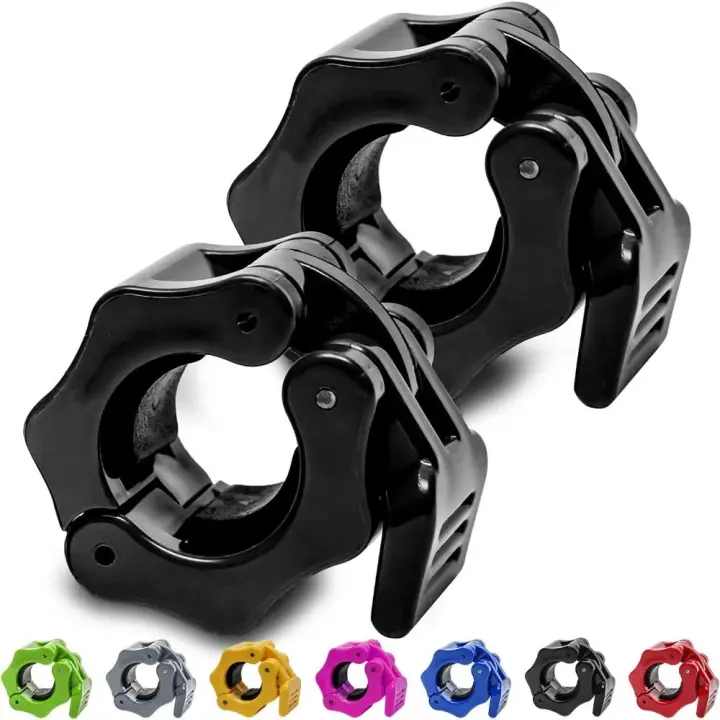 1 par de abrazaderas coloridas para mancuernas de Fitness de 25/30mm, mancuernas hexagonales estables con bloqueo giratorio, collares de barra ligeros de plástico, barra Ezor - 1