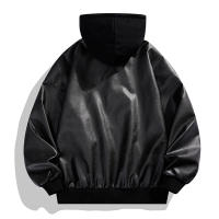 New Fake Two Item Man Leather Jackets Outdoors Loose Fashion Locomotive Clothes Spring Autumn Leisure Solid Hooded Man Coats ﻿ - details 4